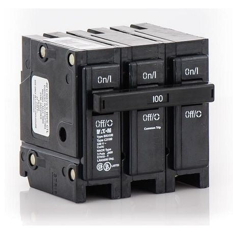 EATON BR3100 Type BR Circuit Breaker 240 VAC 100 Amp 3-Pole Plug-On Mount