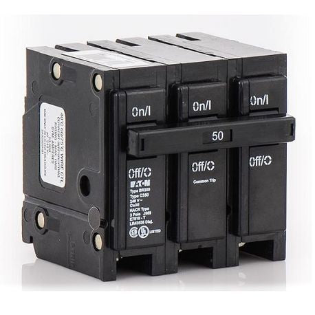 EATON BR350 Type BR Circuit Breaker, 240 VAC, 50 Amp, 10 kAIC, 3-Pole