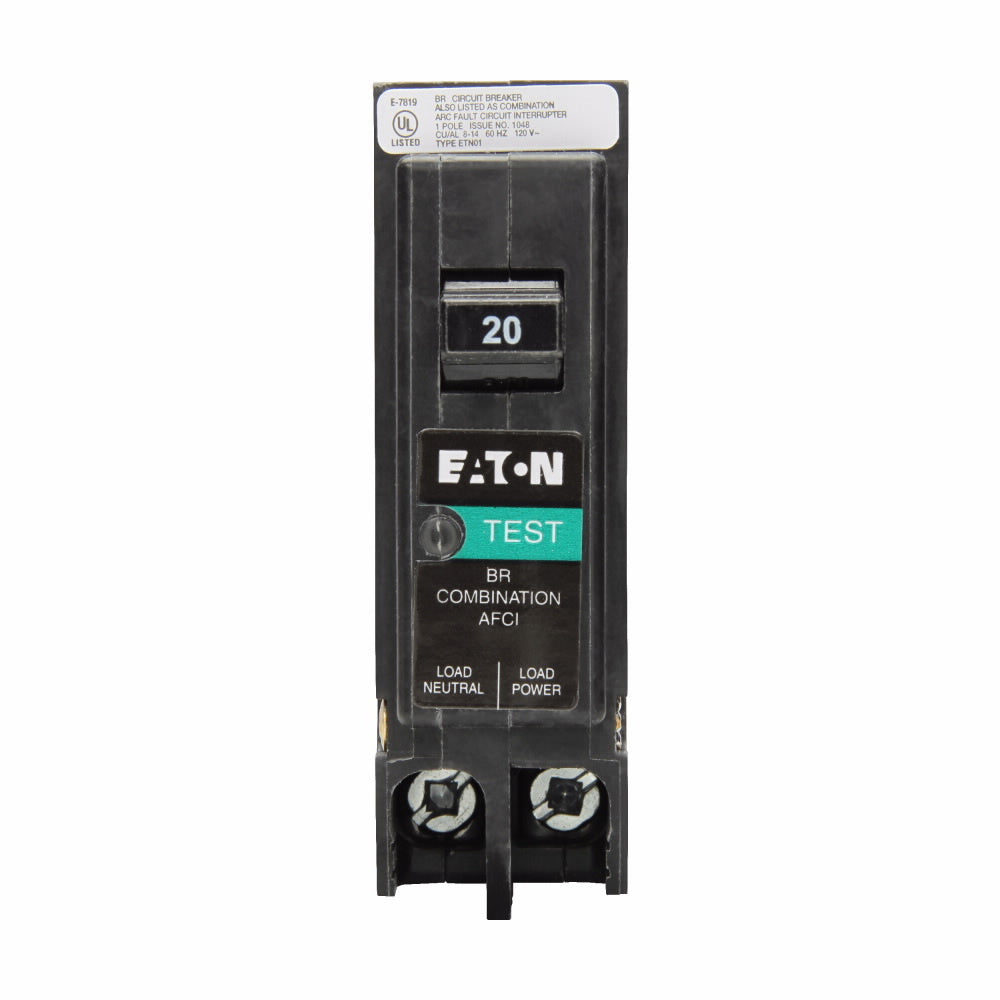 EATON BRP115AF Type BR AFCI Combination Circuit Breaker Plug-On Neutral 120 VAC 15 Amp 1-Pole