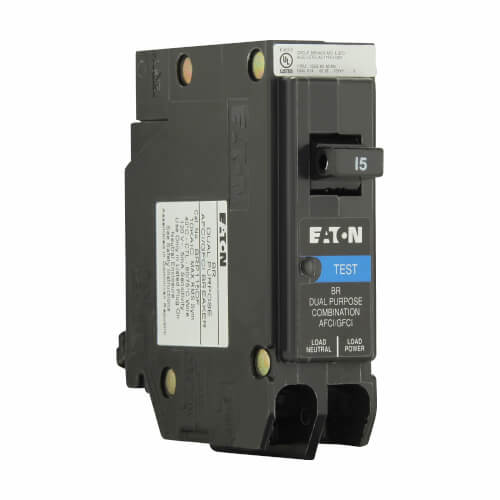 EATON BRP115DF Combination Circuit Breaker 15A 120VAC Plug-On 10 kA