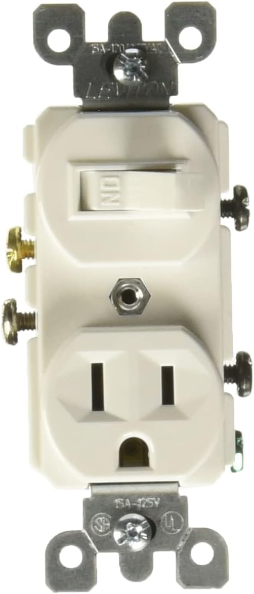 Leviton 5225-W Combination Switch and Receptacle 15 Amp 120 Volt White