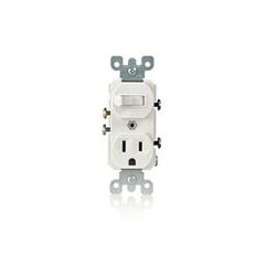 Leviton 5225-W Combination Switch and Receptacle 15 Amp 120 Volt White