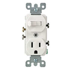 Leviton 5225-W Combination Switch and Receptacle 15 Amp 120 Volt White