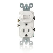 Leviton 5225-I Duplex Combination Switch and Receptacle 15 Amp 120 Volt Single Pole Ivory