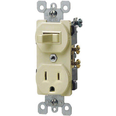 Leviton 5225-I Duplex Combination Switch and Receptacle 15 Amp 120 Volt Single Pole Ivory