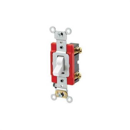 Leviton 1222-2W 20 Amp 120/277 Volt Toggle Double-Pole AC Quiet Switch Extra Heavy Duty Grade White