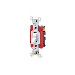 Leviton 1222-2I Toggle Double-Pole AC Quiet Switch 20 Amp 120/277 Volt Extra Heavy Duty Self Grounding Back and Side Wired Ivory