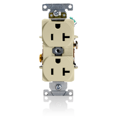 Leviton 5362-SI Duplex Receptacle 20 Amp 125 Volt Industrial Grade Contractor Pack Ivory