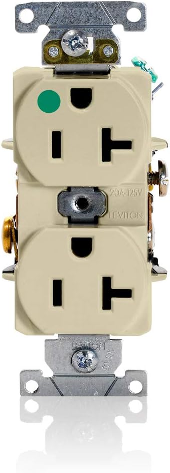 Leviton 8300-HI Duplex Receptacle 20 Amp 125 Volt Hospital Grade Ivory