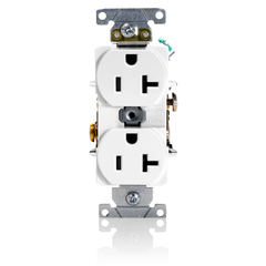 Leviton 5362-SW Industrial Heavy Duty Duplex Receptacle 20 Amp 125 Volt White