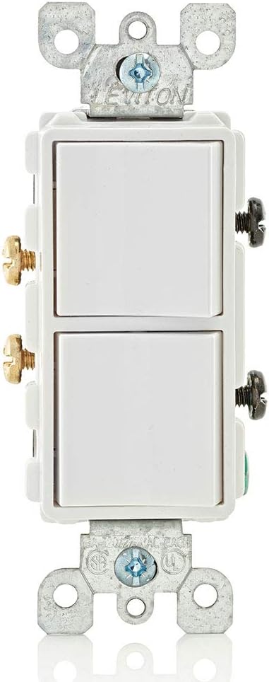 Leviton 5634-W 15 Amp 120/277 Volt Decora Single-Pole AC Combination Switch Commercial Grade Grounding White