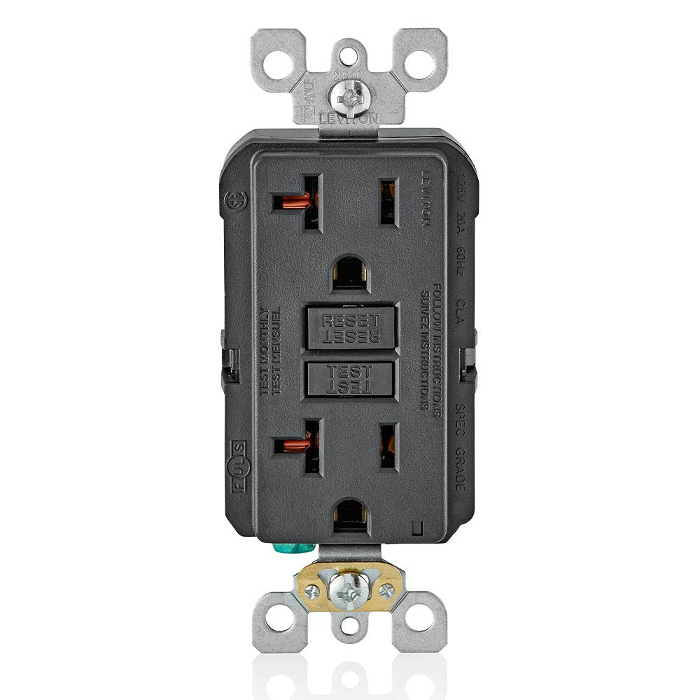 Leviton GFNT2-E GFCI Receptacle 20A 125V Black Non-Tamper Resistant