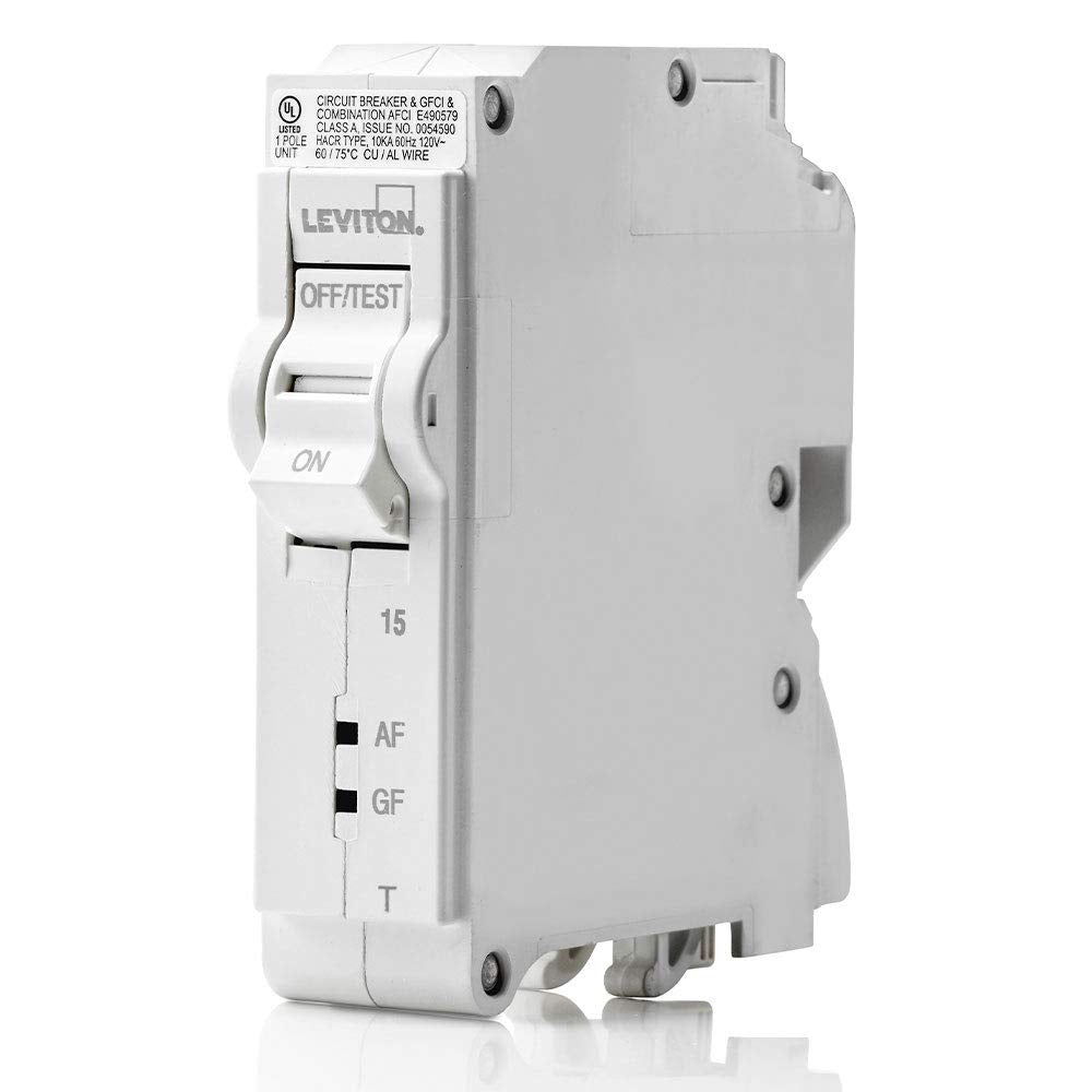 Leviton LB115-DFT 15A 1-Pole Plug-On AFCI/GFCI Branch Circuit Breaker White