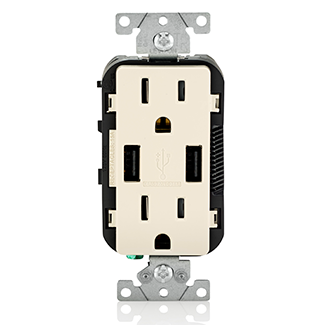 Leviton T5632-T Combination Duplex Decora Receptacle and USB Charger 15A 125V