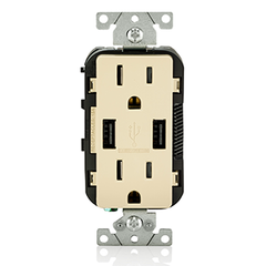 Leviton T5632-I Combination Duplex Receptacle and USB Charger 15A 125V Ivory