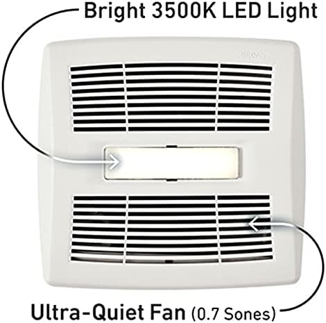 Broan-NuTone AE80BL InVent Series Single-Speed Fan with LED Light, ENERGY STAR Certified, 80 CFM, 1.5 Sones