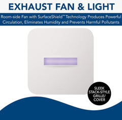 Broan-NuTone AR110LKVV SurfaceShield Vital Vio Powered Exhaust Vent Fan LED White Light & Violet Light, 110 CFM, White