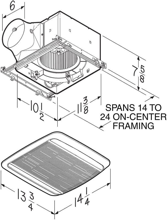 Broan ZB110L1 Ceiling Bathroom Fan 110CFM Multi Speed Energy Star Certified