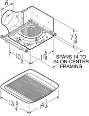 Broan ZB110L1 Ceiling Bathroom Fan 110CFM Multi Speed Energy Star Certified