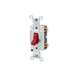 Leviton 1221-SR 20 Amp 120/277 Volt Single-Pole Toggle AC Quiet Switch Heavy Duty Spec Grade Grounding Red