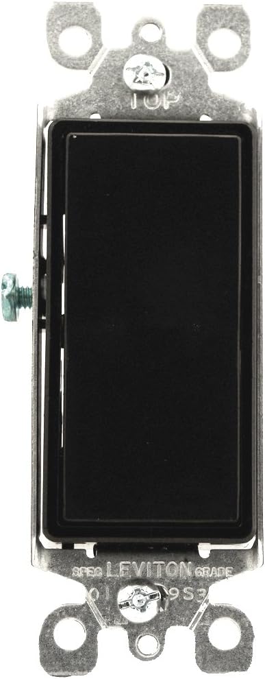 Leviton 5603-2E Decora Rocker 3-Way AC Quiet Switch 15 Amp 120/277 Volt Residential Grounding Black