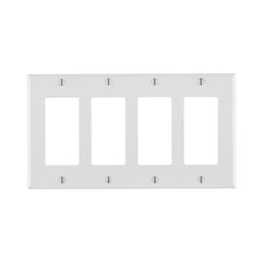 Leviton 80412-W Decora/GFCI 4-Gang Wallplate Standard Size Thermoset Device Mount White