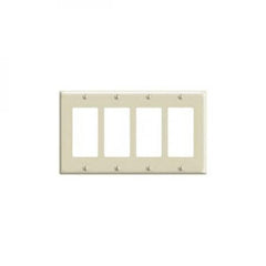 Leviton 80412-W Decora/GFCI 4-Gang Wallplate Standard Size Thermoset Device Mount White