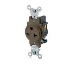 Leviton 5821 Single Receptacle Straight Blade 250 Volt 20 Amp Brown