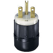 Leviton 5666-C 15 Amp 250 Volt Industrial Grade Angle Plug Straight Blade Grounding Black-White