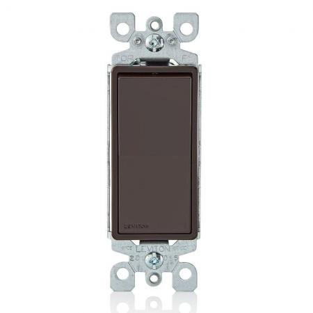 Leviton 5601-2 Decora Rocker Single-Pole AC Quiet Switch 120/277 VAC 15 Amp Brown