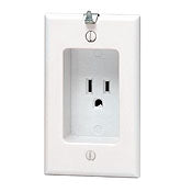 Leviton 688-W 15 Amp 125 Volt 1 Gang Recessed Single Receptacle Residential Grade With Clock Hanger Hook White