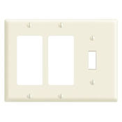 Leviton 80431-W 3-Gang 1-Toggle 2-Decora/GFCI Device Combination Wallplate Standard Size Thermoset Device Mount White