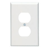 Leviton 80503-W 1-Gang Duplex Device Receptacle Wallplate, Midway Size, Thermoset, Device Mount, White