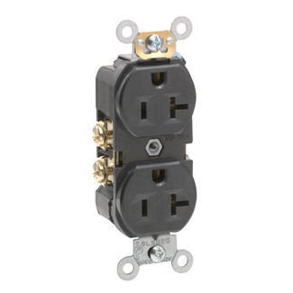 Leviton BR20-E Duplex Receptacle 20 Amp 125 Volt Commercial Grade Black