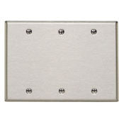 Leviton 84033-40 Blank Wall Plate, 3-Gang, Stainless Steel