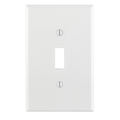 Leviton PJ1-W 1-Gang Toggle Switch Wallplate, Midway Size, White