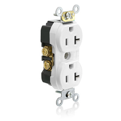 Leviton TBR20-W Duplex Receptacle Commercial Grade Self Grounding White