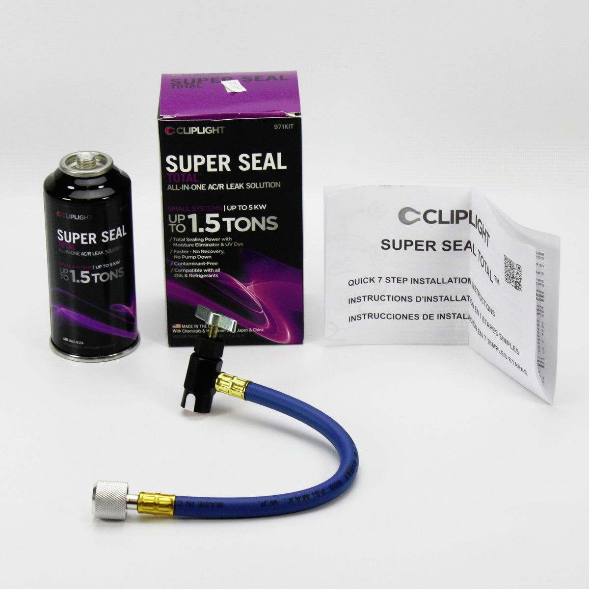 Cliplight 971KIT Super Seal Total 3-In-1 System Sealant with UV Dye, Up to 1.5 Tons