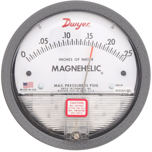 DWYER Dwyer 2000-00 Magnehelic Differential Pressure Gauge for HVAC