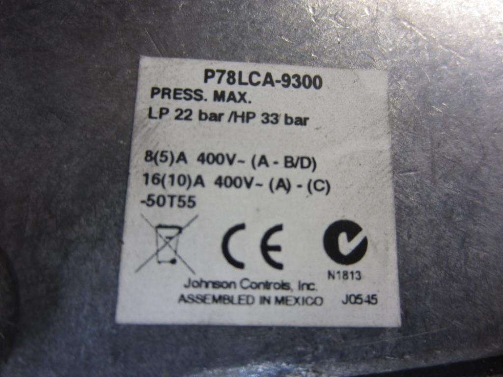 Johnson Controls P78LCA-9300 Dual Pressure Control