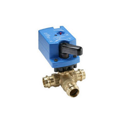 Johnson Controls VG1841BG+9T4AGA Three-Way Brass Trim Ball Valve 24V Floating Non-Spring Return Actuator