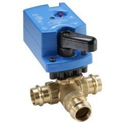 Johnson Controls VG1841BG+9T4AGA Three-Way Brass Trim Ball Valve 24V Floating Non-Spring Return Actuator