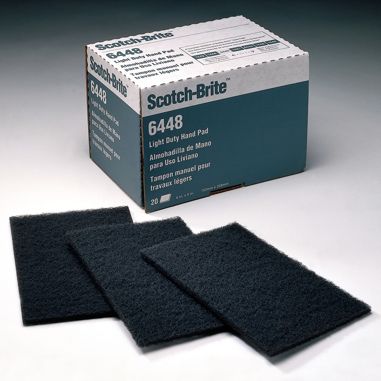 3M 3M 7000121092 Scotch-Brite light duty hand pad 6448 6 inches x 9 inches (20 per box, 3 boxes per case)
