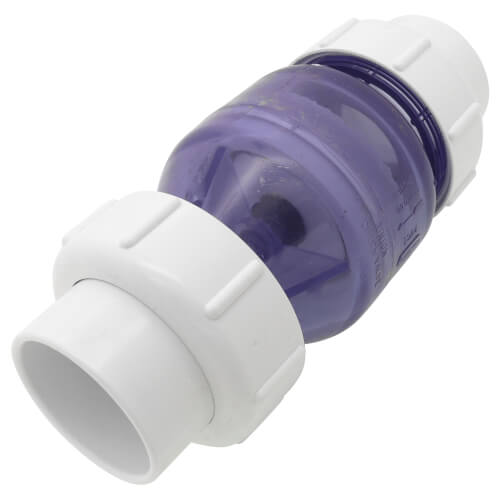 NDS 1700C20 2 IPS PVC Clear True Union Spring Check Valve Socket