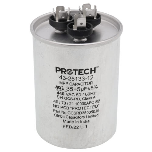 Rheem 43-25133-12 Dual Section Round Capacitor 440VAC