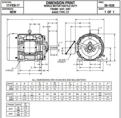 US Motors HD40P2E General Purpose Motor 40 HP 1800 RPM TEFC 230/460V