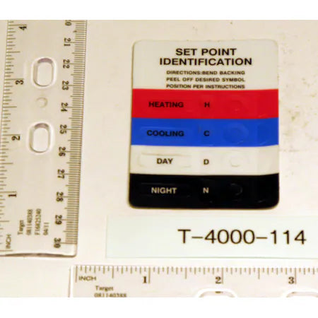 JOHNSON CONTROLS Johnson Controls T4000114 Label Set Point