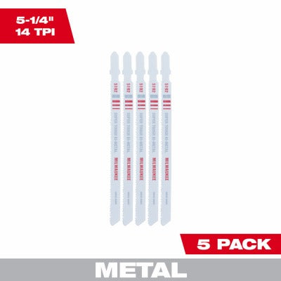 MILWAUKEE Milwaukee 48-42-5192 Bi-metal Jig Saw Blade 5.25in 14 Tpi 5 Pack
