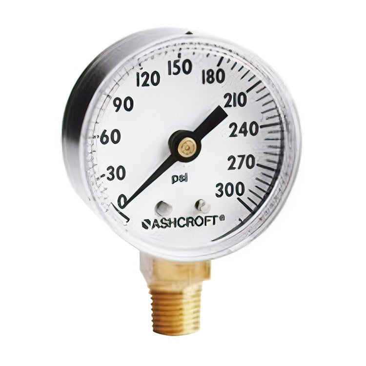 Ashcroft 20W1005H01B100 Pressure Gauge 1005 0 to 100PSI 2 Diameter 1/8 NPT Back Bourdon Tube Panel Mount