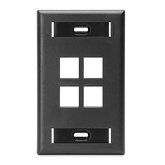 Leviton 42080-4ES QuickPort Wallplate Single-Gang 4-Port Black